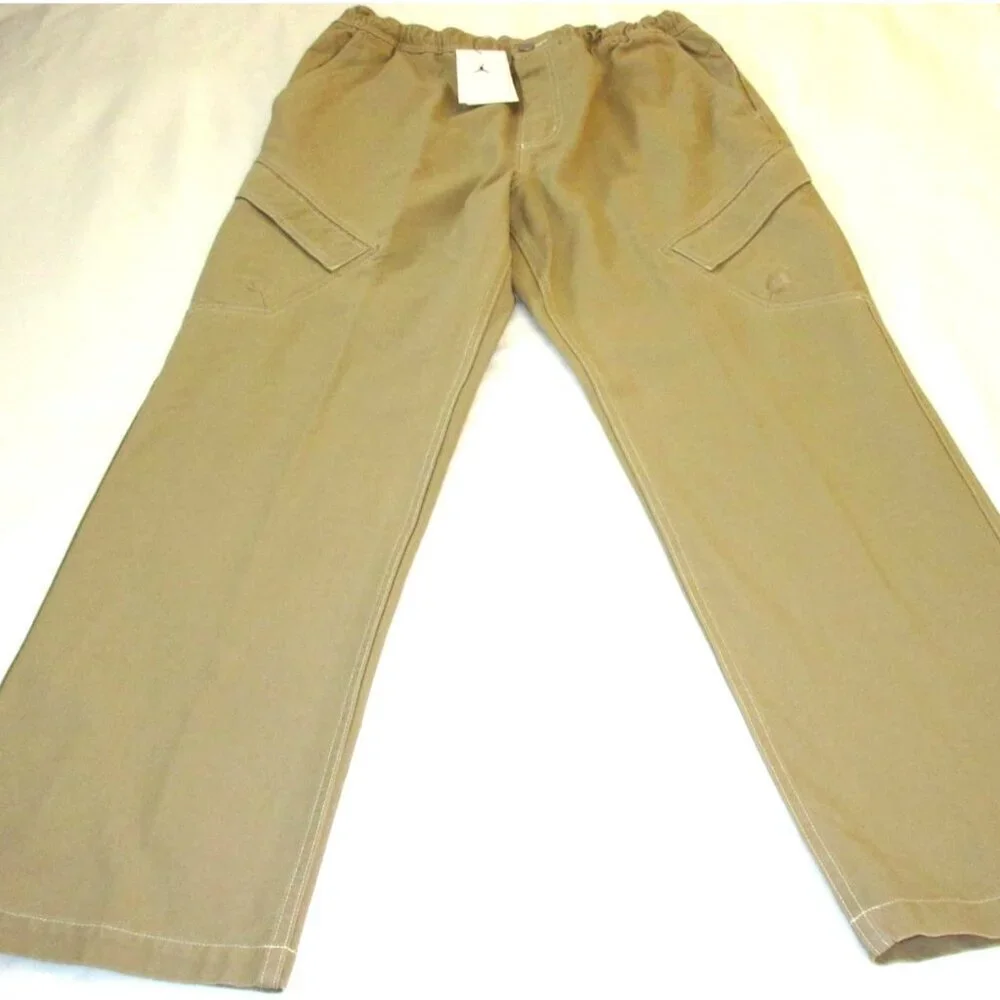 Jordan Men's MJ Chicago Cotton Cargo Casual Logo Pants Desert Khaki Large NWT